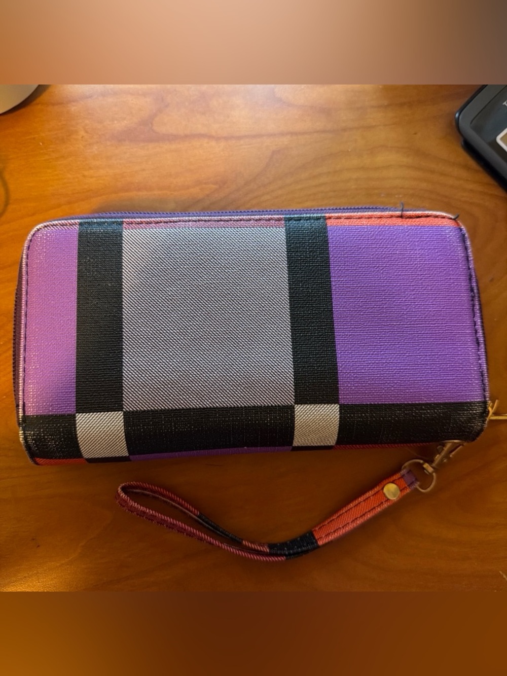 Purple & Black Plaid Wristlet Clutch - Women's Wallet